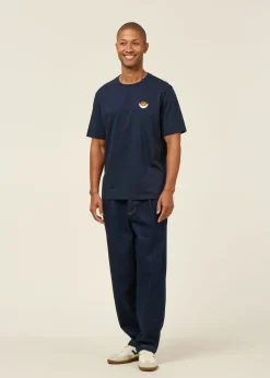 T-shirt brodé en coton bio | bleu "midnight sunny moon tee - midnight"