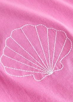 T-shirt brodé en coton bio | rose "t-shirt visby sea shells emb moonlite pink - moonlite mauve"