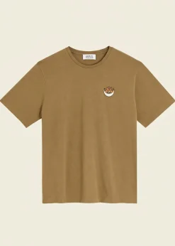 T-shirt brodé en coton bio | vert "olive sunny moon tee - olive"