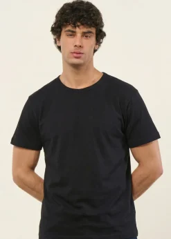 T-shirt classique en coton lin upcyclé | noir