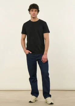 T-shirt classique en coton lin upcyclé | noir