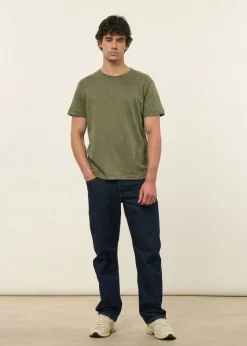T-shirt classique en coton lin upcyclé | vert kaki