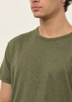 T-shirt classique en coton lin upcyclé | vert kaki
