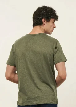 T-shirt classique en coton lin upcyclé | vert kaki