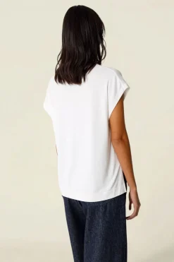 T-shirt col v en tencel | blanc 