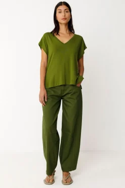 T-shirt col v en tencel | vert 