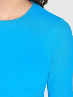 T-shirt côtelé en coton bio | bleu "rib t-shirt malibu blue"