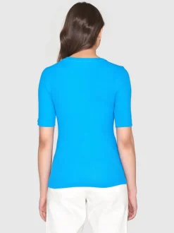T-shirt côtelé en coton bio | bleu 