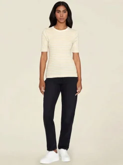 T-shirt côtelé en coton bio | rayé jaune "striped rib t-shirt yellow stripe"