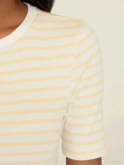 T-shirt côtelé en coton bio | rayé jaune "striped rib t-shirt yellow stripe"