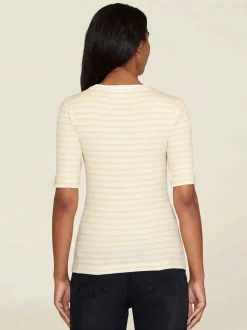 T-shirt côtelé en coton bio | rayé jaune 