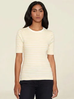 T-shirt côtelé en coton bio | rayé jaune 