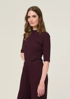 T-shirt côtelé en tencel | aubergine 
