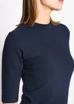 T-shirt côtelé en tencel | bleu