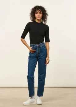 T-shirt côtelé en tencel | noir "nina black"