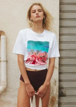 T-shirt en coton bio | blanc "t-shirt vadstena deck chairs white - white"
