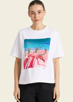 T-shirt en coton bio | blanc "t-shirt vadstena deck chairs white - white"