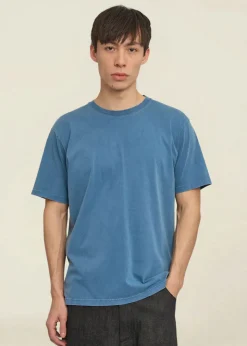 T-shirt en coton bio | bleu "classic organic tee - faded indigo"