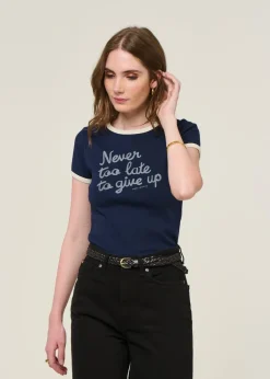 T-shirt en coton bio | bleu "eve ringer too late t-shirt - blueberry"