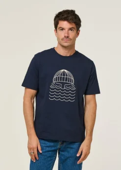 T-shirt en coton bio | bleu "to the sea - navy"