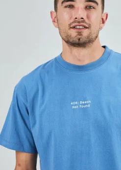 T-shirt en coton bio | bleu "tropical pixel 404 oversize t-shirt blue"