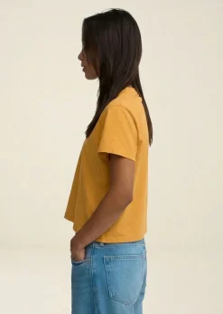 T-shirt en coton bio | jaune "organic boxy crop tee - burned yellow"