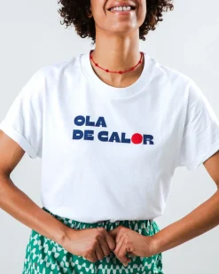 T-shirt en coton biologique | "ola de calor oversize tee white - white"