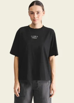 T-shirt en coton bio | noir "vadstena future is female black"