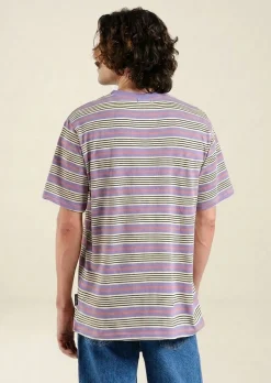 T-shirt en coton bio | rayé "gustavsberg retro stripe haze purple"