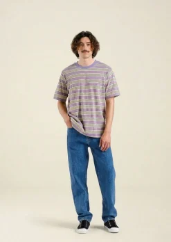 T-shirt en coton bio | rayé "gustavsberg retro stripe haze purple"