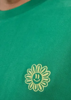 T-shirt en coton bio | vert "asis percales daisy t-shirt green"