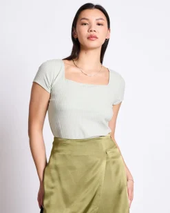 T-shirt en tencel | vert clair "arima - vintage lace"
