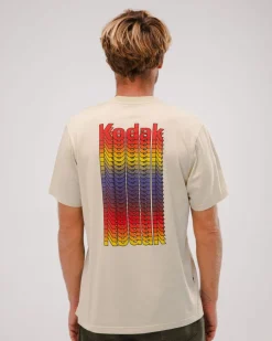 T-shirt imprimé en coton bio | beige motif kodak 