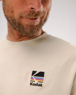 T-shirt imprimé en coton bio | beige motif kodak 