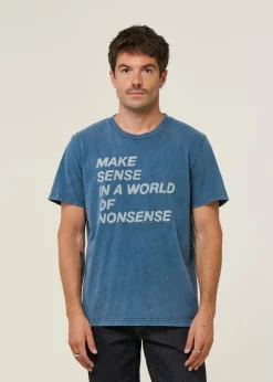 T-shirt imprimé en coton bio | bleu "roy make sense t-shirt blue"
