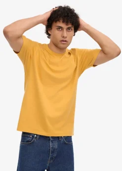 T-shirt jaune moutarde en coton bio - burned yellow