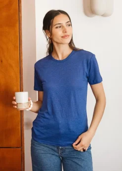 T-shirt lin upcyclé | bleu cobalt