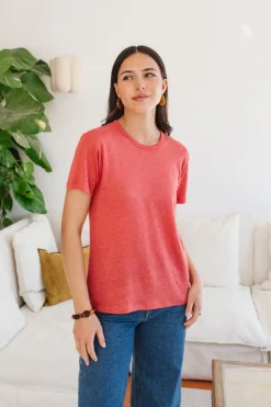 T-shirt lin upcyclé | corail