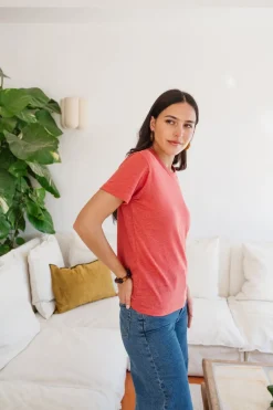 T-shirt lin upcyclé | corail