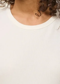 T-shirt manches courtes côtelé en coton bio | off white