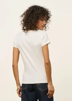 T-shirt manches courtes côtelé en coton bio | off white