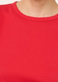 T-shirt manches courtes côtelé en coton bio | rouge