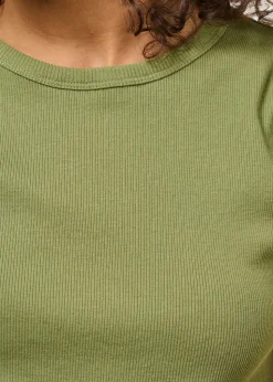T-shirt manches courtes côtelé en coton bio | vert
