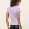 T-shirt manches courtes côtelé en coton bio | lilas