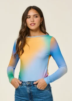 T-shirt manches longue en matière recyclée | multicolore "solstice"