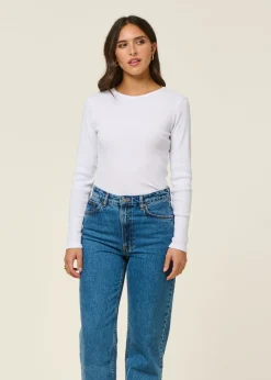 T-shirt manches longues côtelé en coton bio | blanc