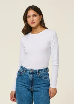 T-shirt manches longues côtelé en coton bio | blanc