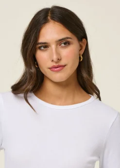 T-shirt manches longues côtelé en coton bio | blanc