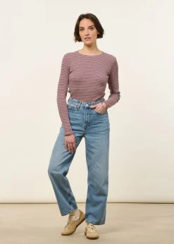 T-shirt manches longues côtelé upcyclé | violet