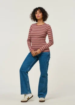 T-shirt manches longues en coton bio | rayé "jessy - striped-rib"